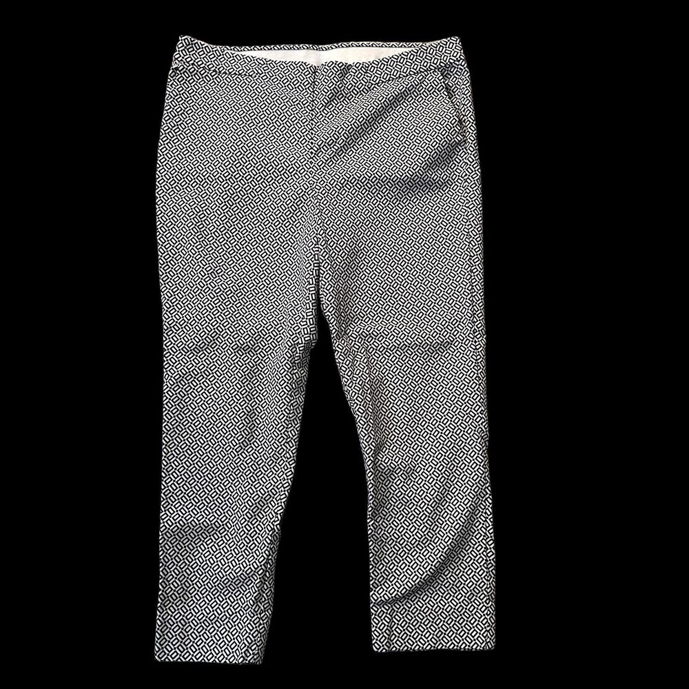 J. Jill Beige Black Geometric Essential Slim Ankle Stretchy Pants Petite Size 14